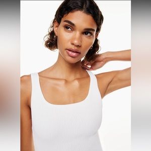 Aritzia Babaton Small Sculpt Knit Squareneck Tank in White